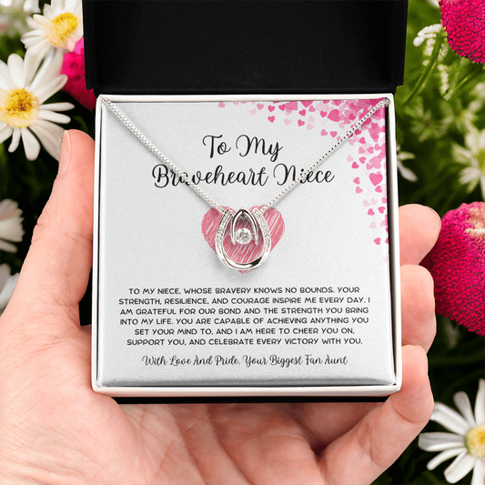 To My Braveheart Niece - From Aunt to Niece Lucky In Love Necklace