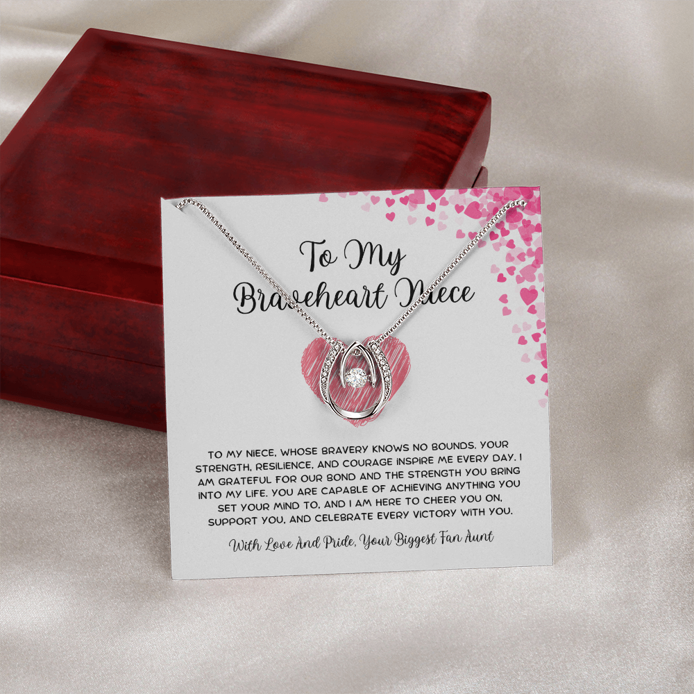 To My Braveheart Niece - From Aunt to Niece Lucky In Love Necklace