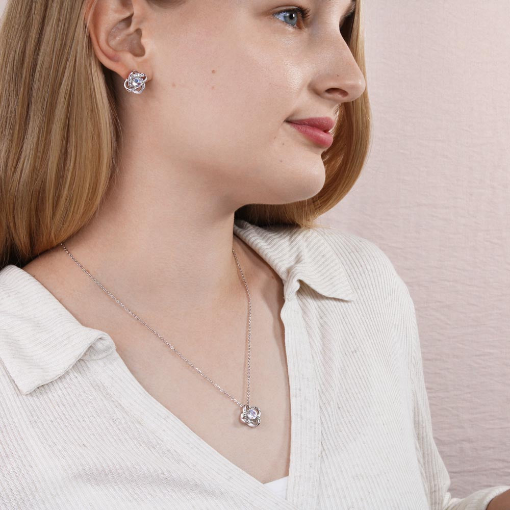 To My Braveheart Niece - From Aunt to Niece Love Knot Earring With Necklace Set