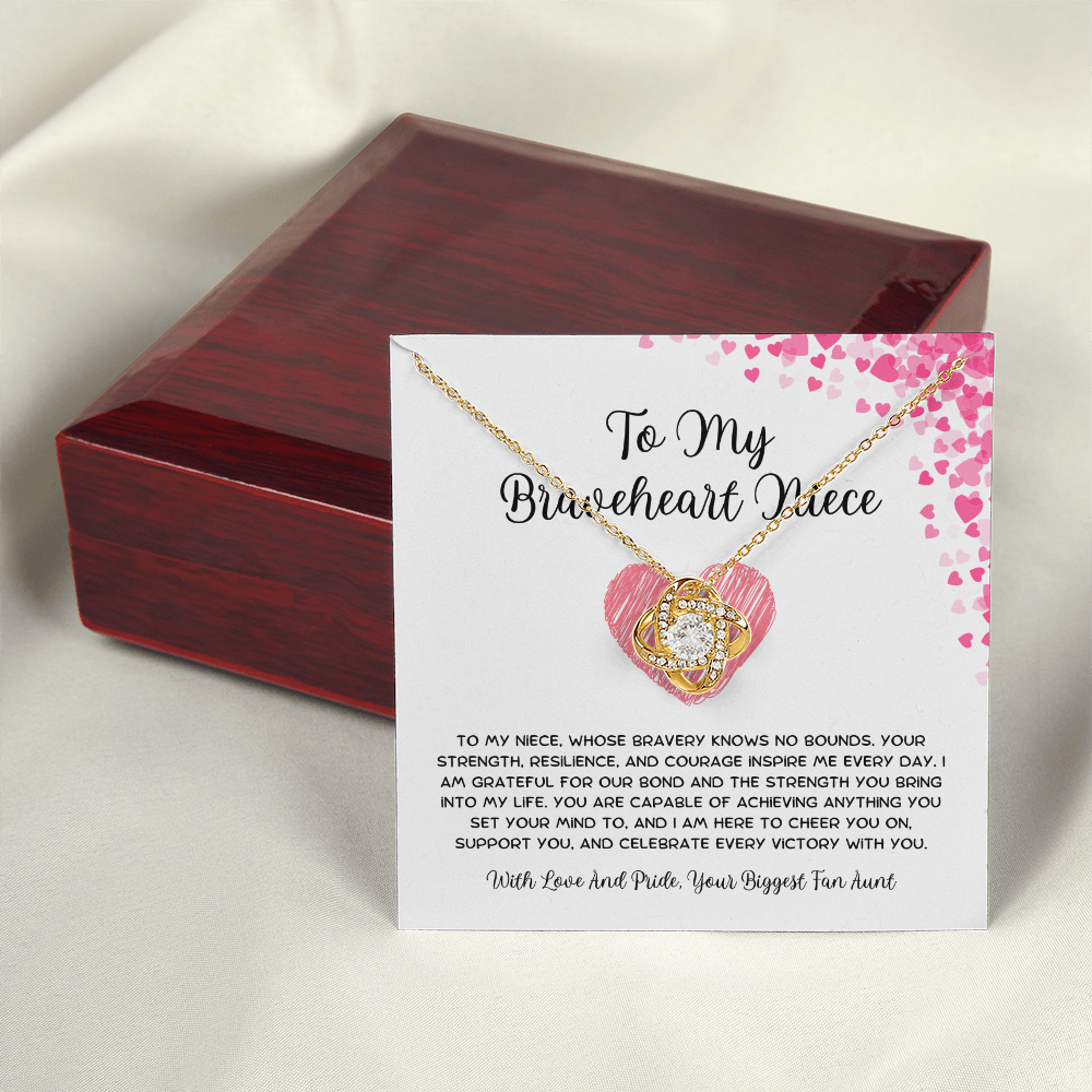 To My Braveheart Niece - From Aunt to Niece Love Knot Necklace
