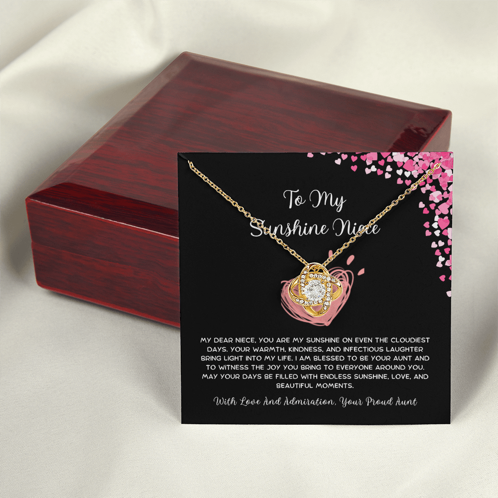 To My Sunshine Niece - From Aunt to Niece Love Knot Necklace