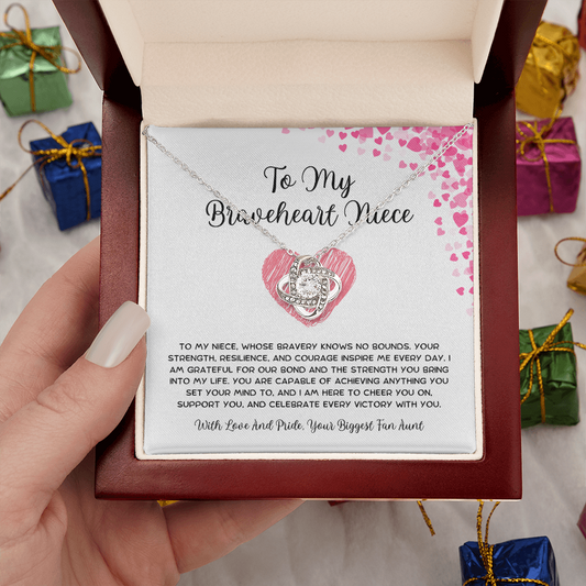 To My Braveheart Niece - From Aunt to Niece Love Knot Necklace
