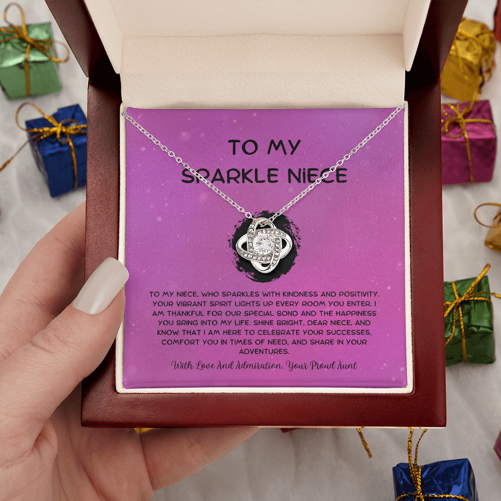 To My Sparkle Niece - From Aunt to Niece Love Knot Necklace