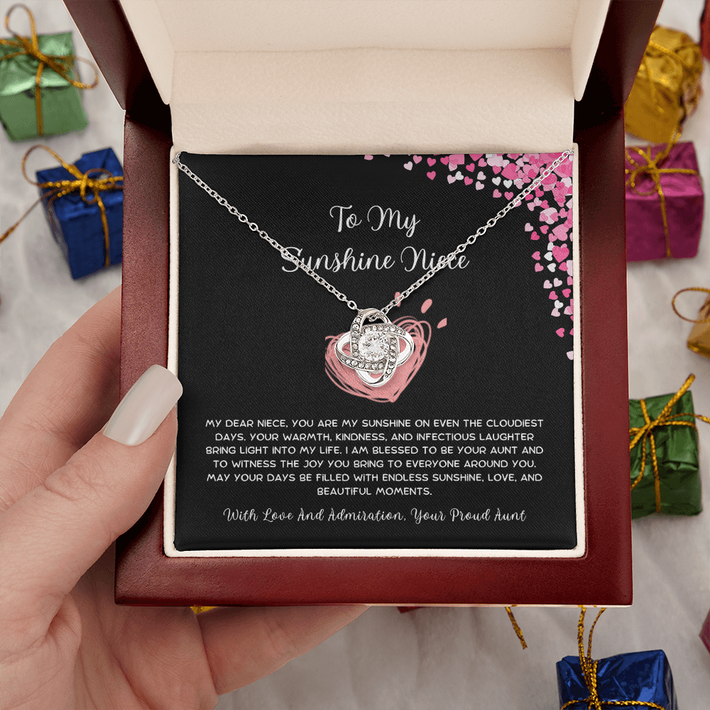 To My Sunshine Niece - From Aunt to Niece Love Knot Necklace