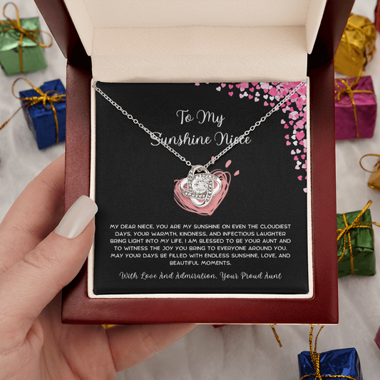 To My Sunshine Niece - From Aunt to Niece Love Knot Necklace