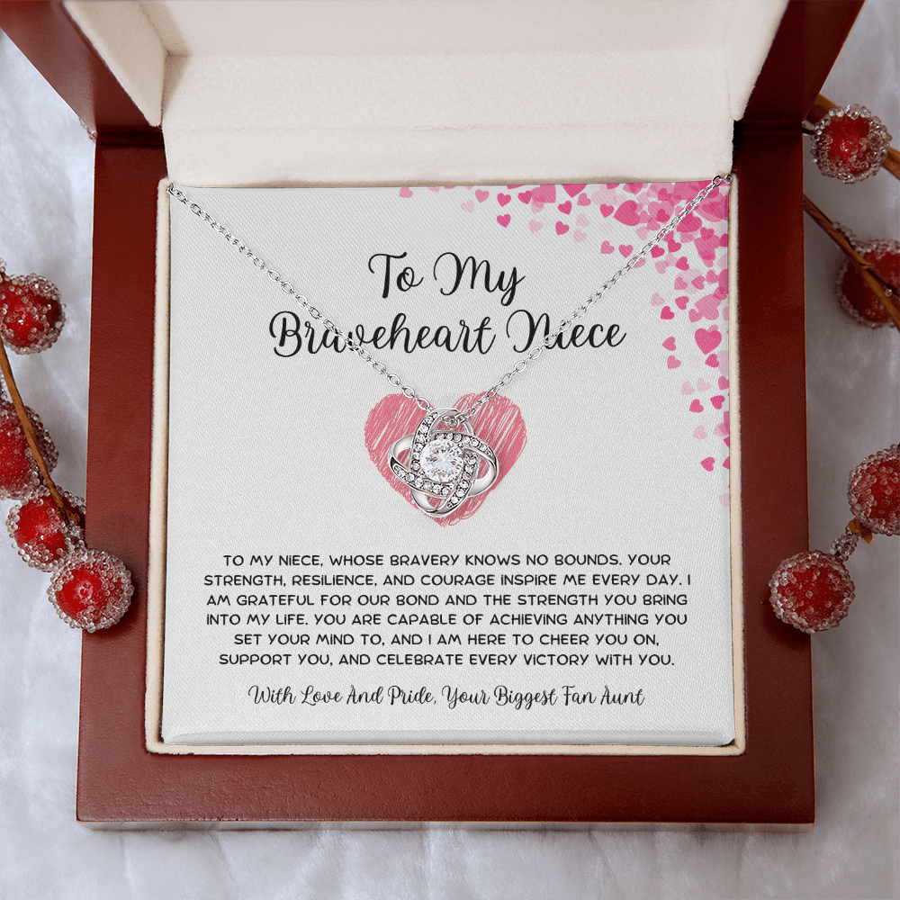 To My Braveheart Niece - From Aunt to Niece Love Knot Necklace