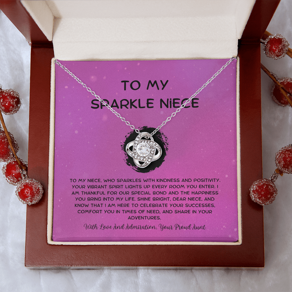 To My Sparkle Niece - From Aunt to Niece Love Knot Necklace