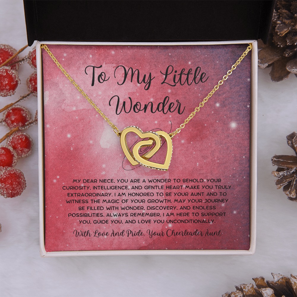 To My Little Wonder - From Aunt to Niece Interlocking Hearts Necklace