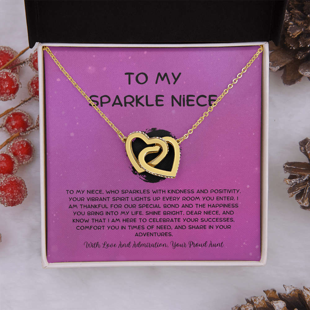 To My Sparkle Niece - From Aunt to Niece Interlocking Hearts Necklace