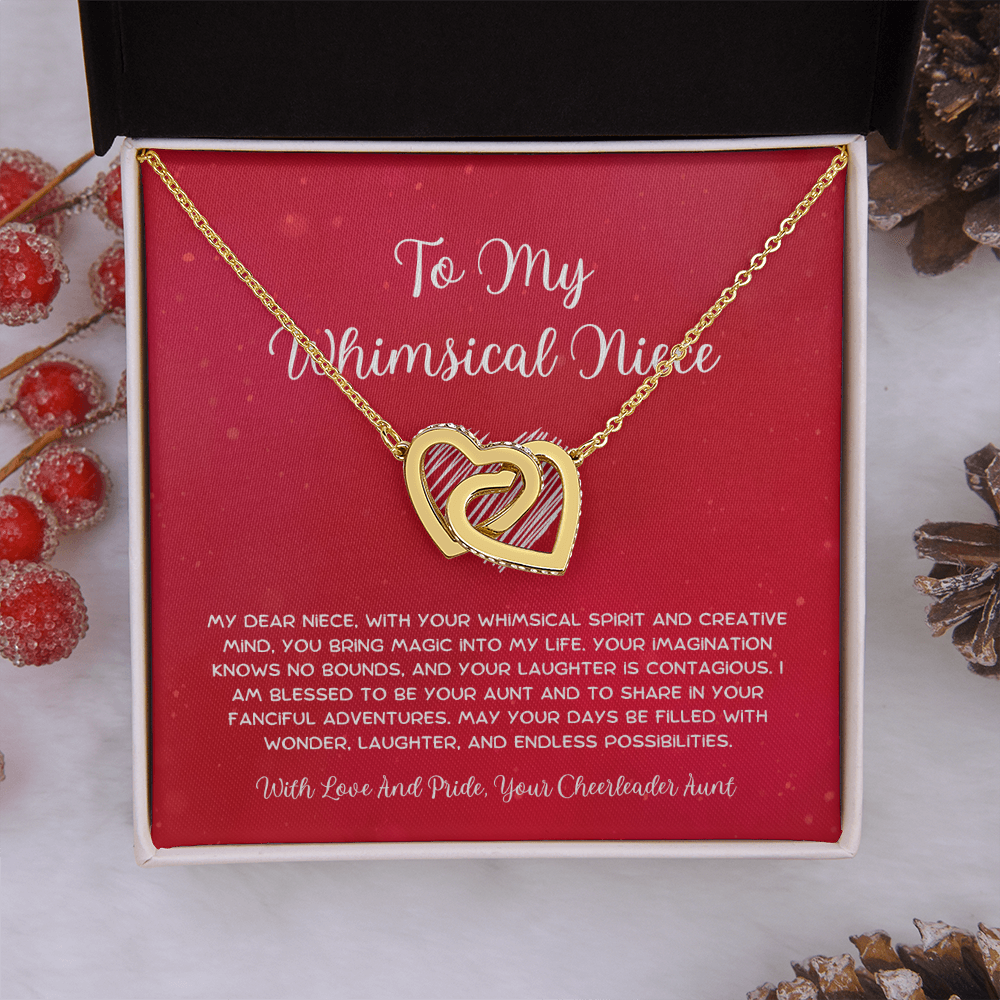 To My Whimsical Niece - From Aunt to Niece Interlocking Hearts Necklace