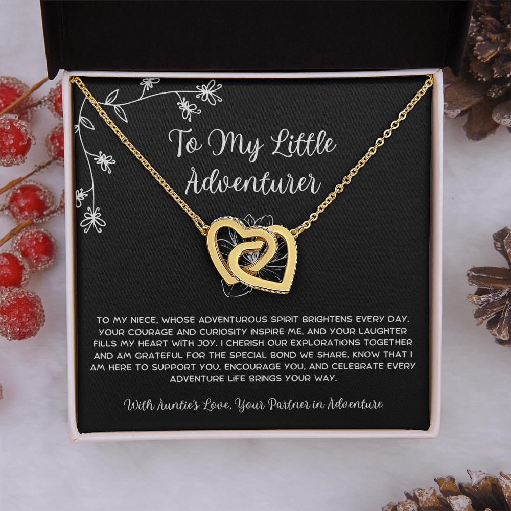 To My Little Adventurer - From Aunt to Niece Interlocking Hearts Necklace
