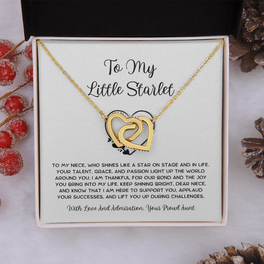 To My Little Starlet - From Aunt to Niece Interlocking Hearts Necklace