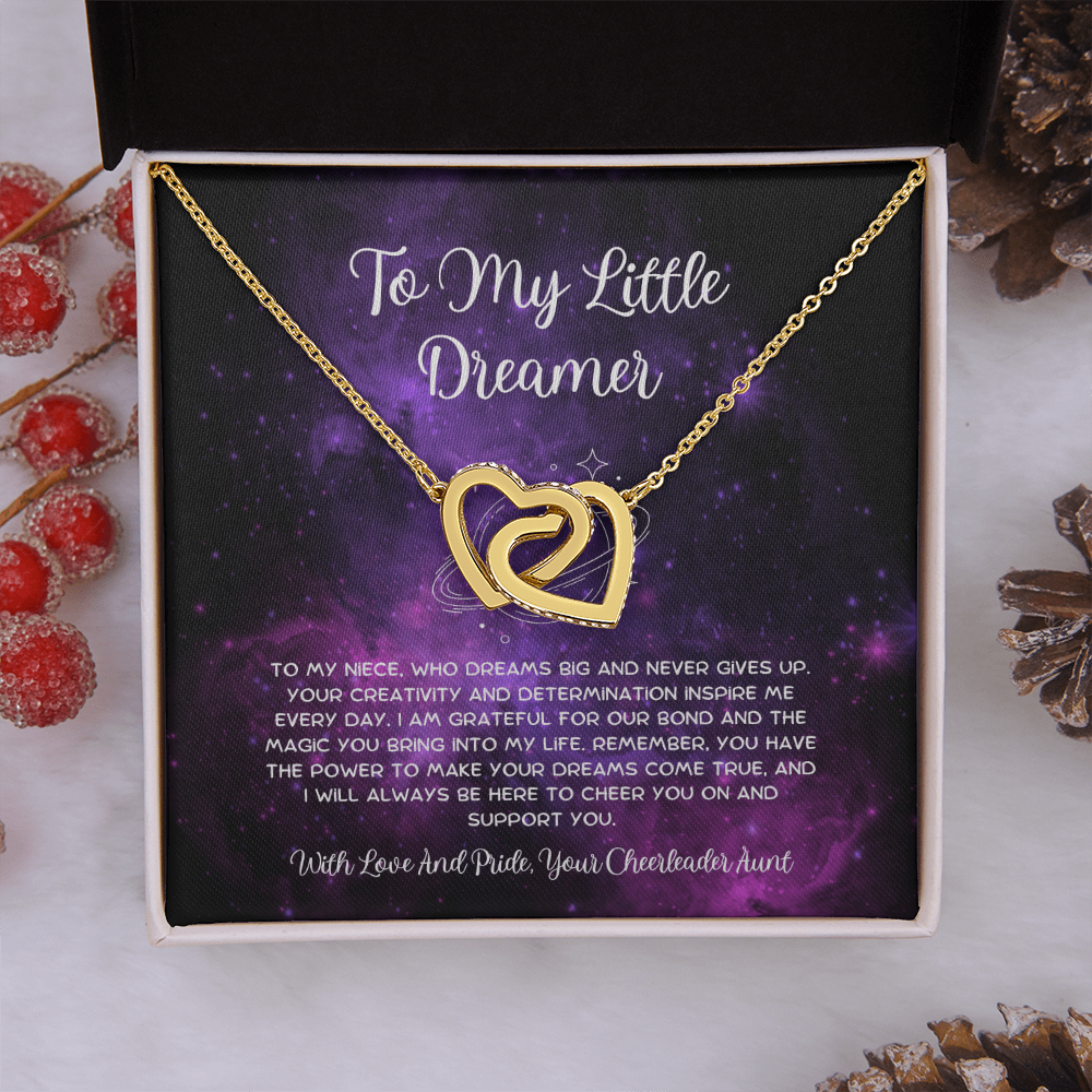 To My Little Dreamer - From Aunt to Niece Interlocking Hearts Necklace