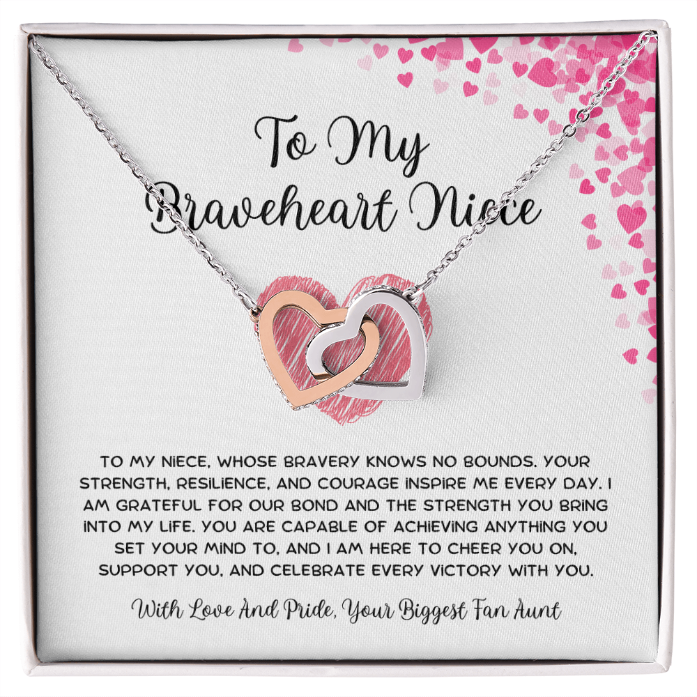 To My Braveheart Niece - From Aunt to Niece Interlocking Hearts Necklace
