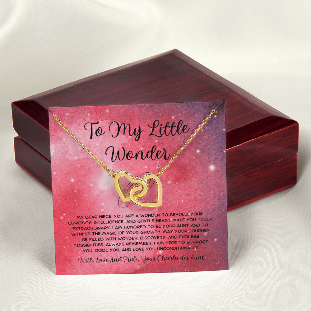 To My Little Wonder - From Aunt to Niece Interlocking Hearts Necklace