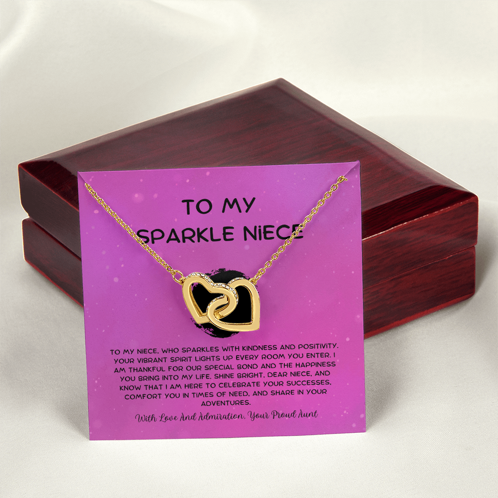 To My Sparkle Niece - From Aunt to Niece Interlocking Hearts Necklace