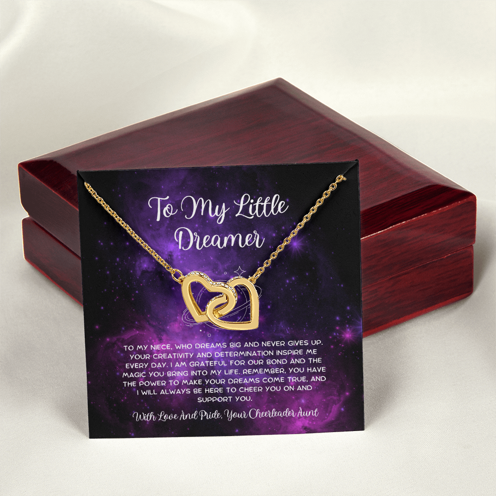 To My Little Dreamer - From Aunt to Niece Interlocking Hearts Necklace