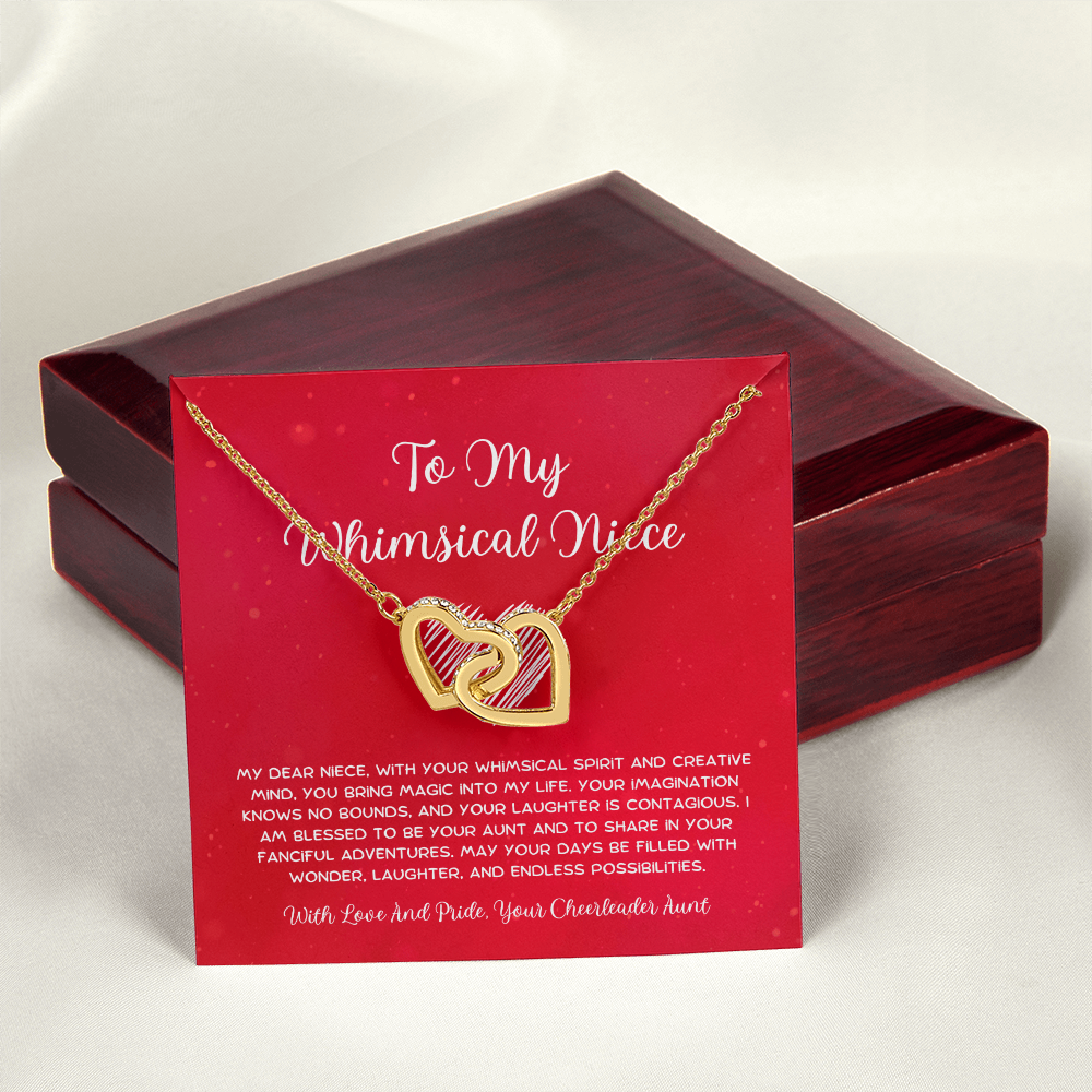 To My Whimsical Niece - From Aunt to Niece Interlocking Hearts Necklace