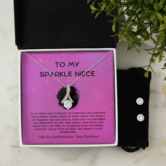 To My Sparkle Niece - From Aunt to Niece Alluring Beauty Necklace With Earrings