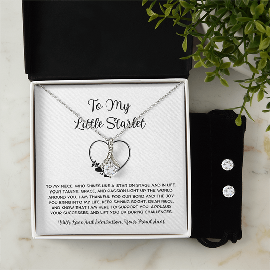To My Little Starlet - From Aunt to Niece Alluring Beauty Necklace With Earrings