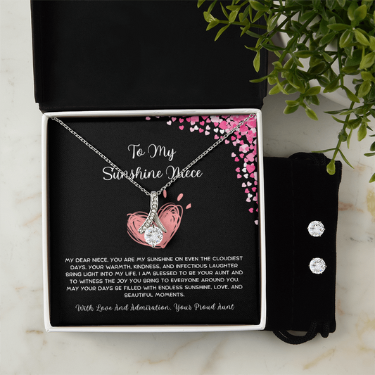 To My Sunshine Niece - From Aunt to Niece Alluring Beauty Necklace With Earrings