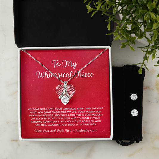 To My Whimsical Niece - From Aunt to Niece Alluring Beauty Necklace With Earrings