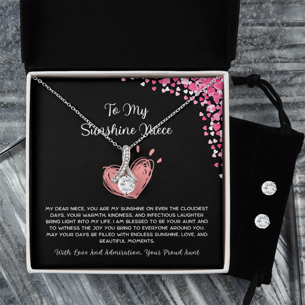To My Sunshine Niece - From Aunt to Niece Alluring Beauty Necklace With Earrings