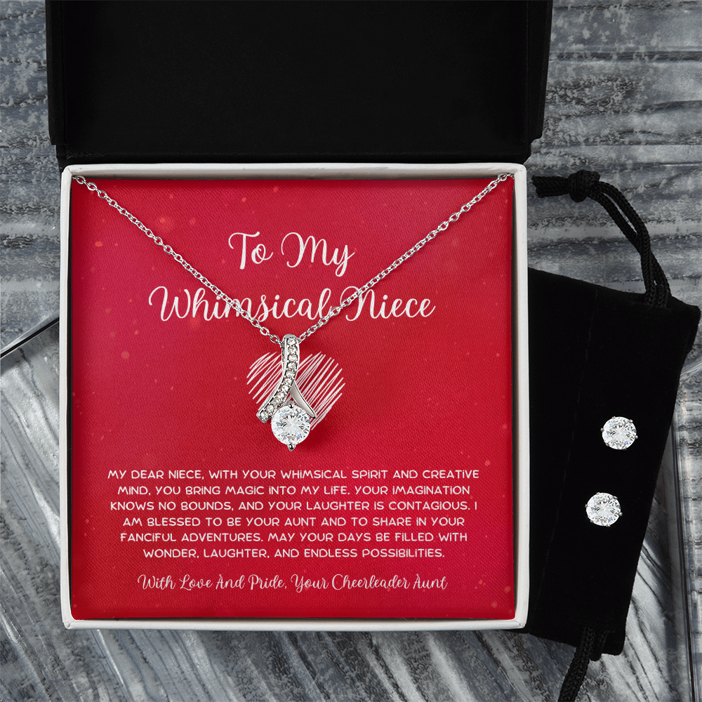 To My Whimsical Niece - From Aunt to Niece Alluring Beauty Necklace With Earrings