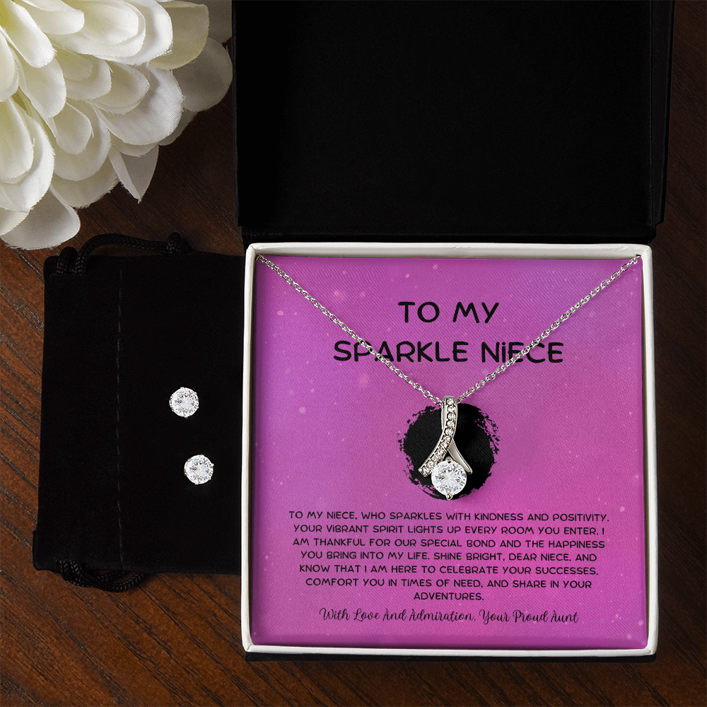 To My Sparkle Niece - From Aunt to Niece Alluring Beauty Necklace With Earrings