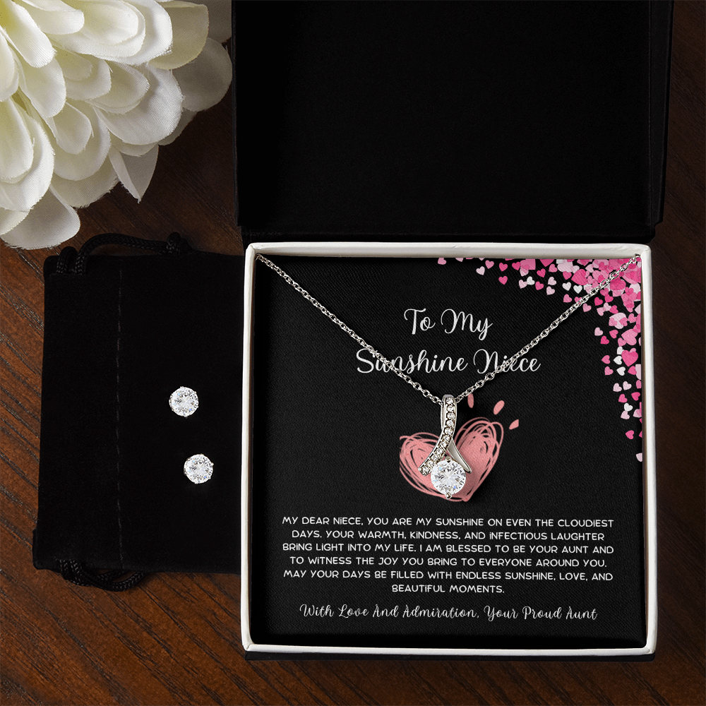 To My Sunshine Niece - From Aunt to Niece Alluring Beauty Necklace With Earrings