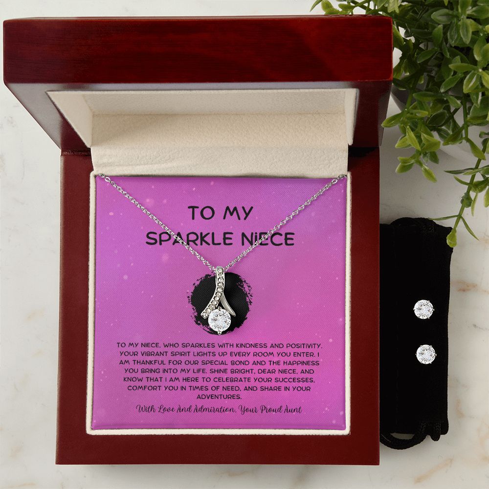 To My Sparkle Niece - From Aunt to Niece Alluring Beauty Necklace With Earrings