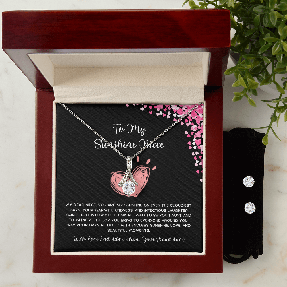 To My Sunshine Niece - From Aunt to Niece Alluring Beauty Necklace With Earrings
