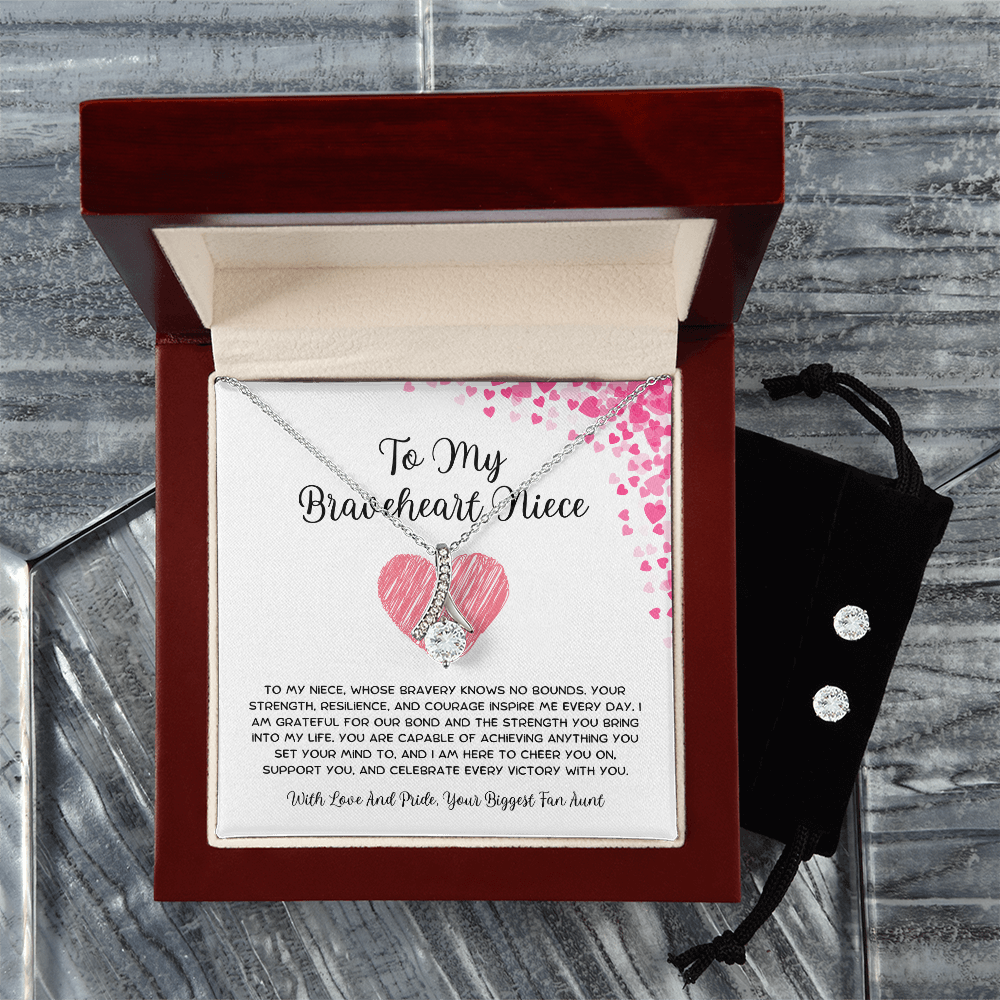To My Braveheart Niece - From Aunt to Niece Alluring Beauty Necklace With Earrings