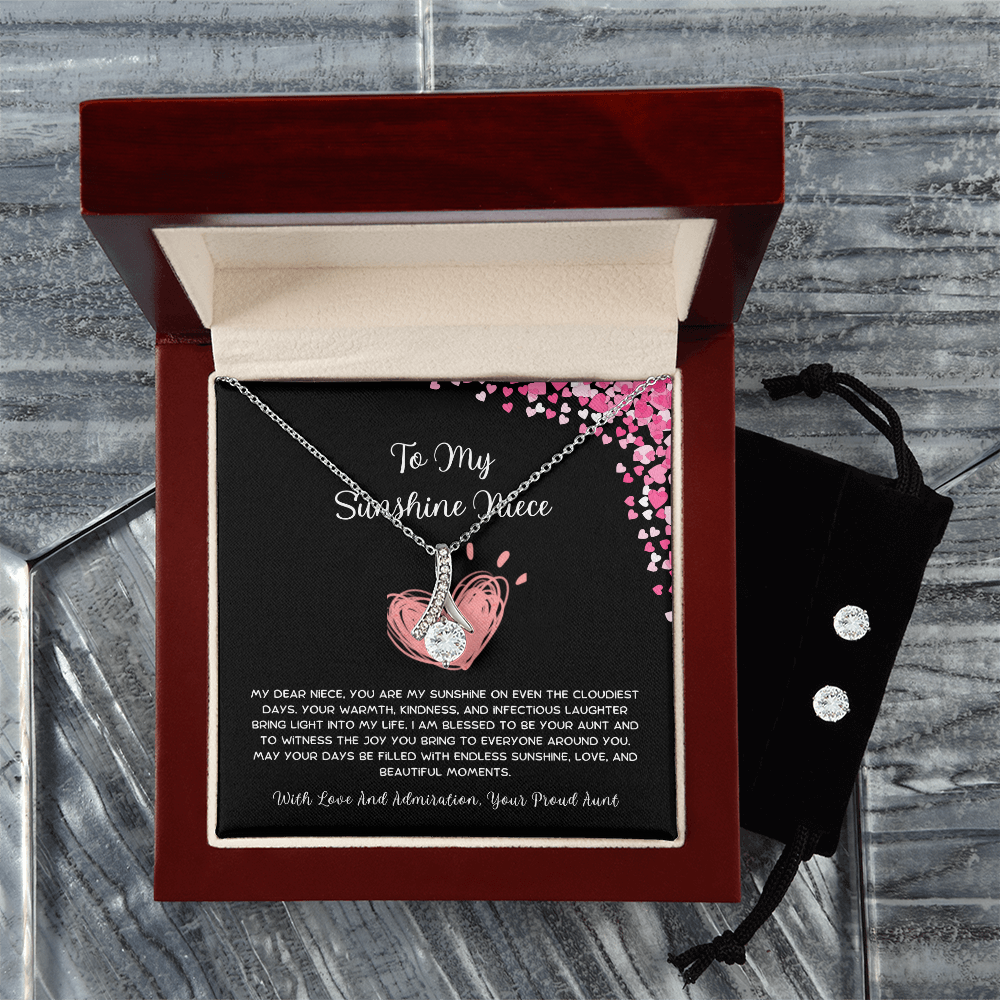 To My Sunshine Niece - From Aunt to Niece Alluring Beauty Necklace With Earrings