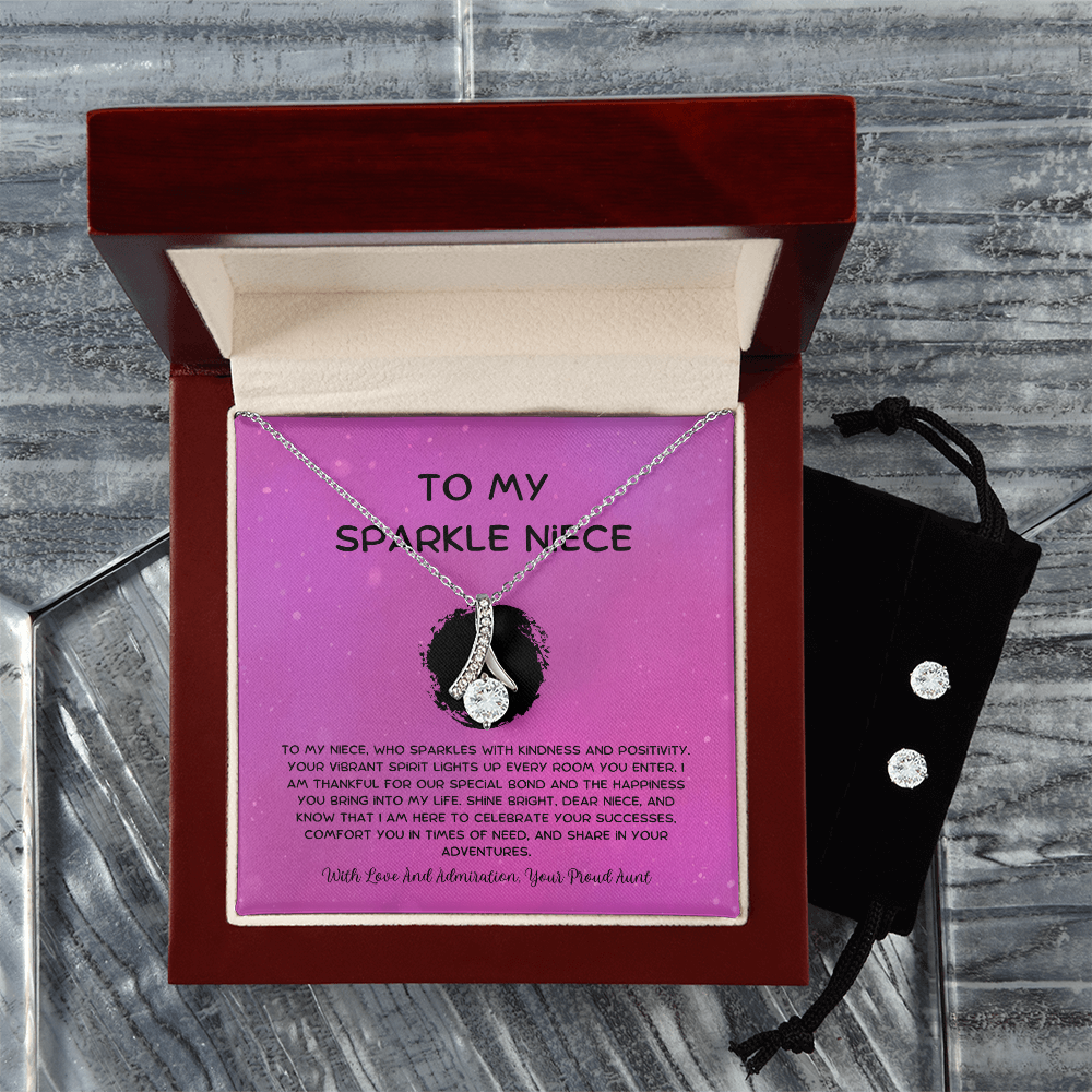 To My Sparkle Niece - From Aunt to Niece Alluring Beauty Necklace With Earrings