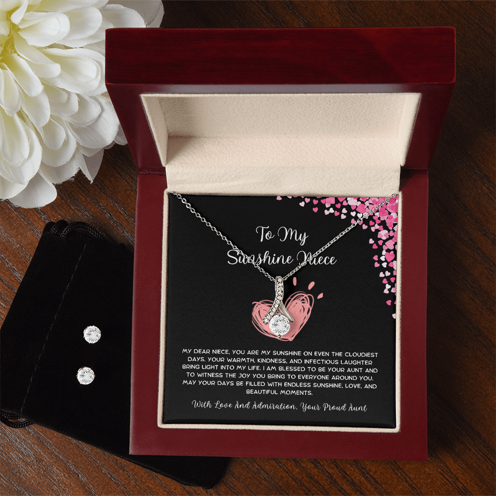 To My Sunshine Niece - From Aunt to Niece Alluring Beauty Necklace With Earrings