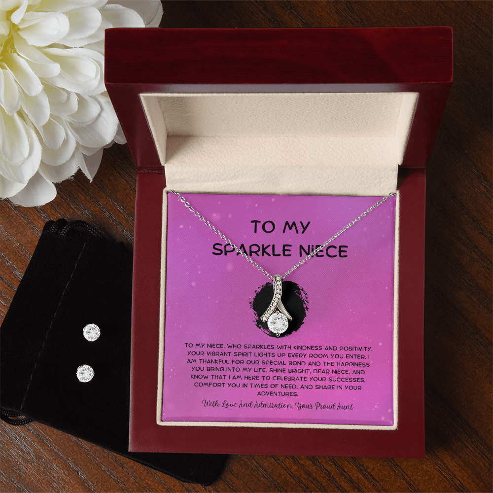 To My Sparkle Niece - From Aunt to Niece Alluring Beauty Necklace With Earrings