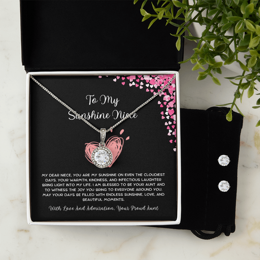 To My Sunshine Niece - From Aunt to Niece Eternal Hope Necklace With Earrings