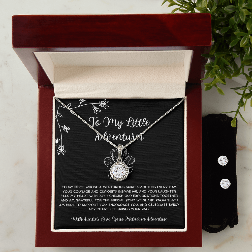 To My Little Adventurer - From Aunt to Niece Eternal Hope Necklace With Earrings