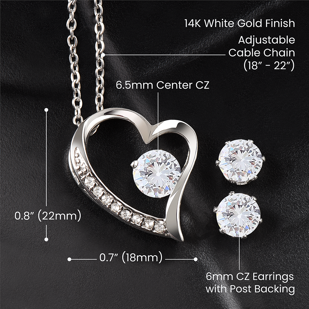 To My Braveheart Niece - From Aunt to Niece Forever Love Necklace With Earrings