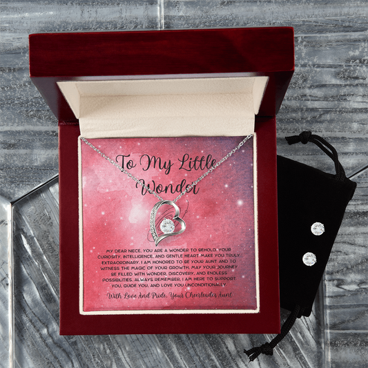 To My Little Wonder - From Aunt to Niece Forever Love Necklace With Earrings
