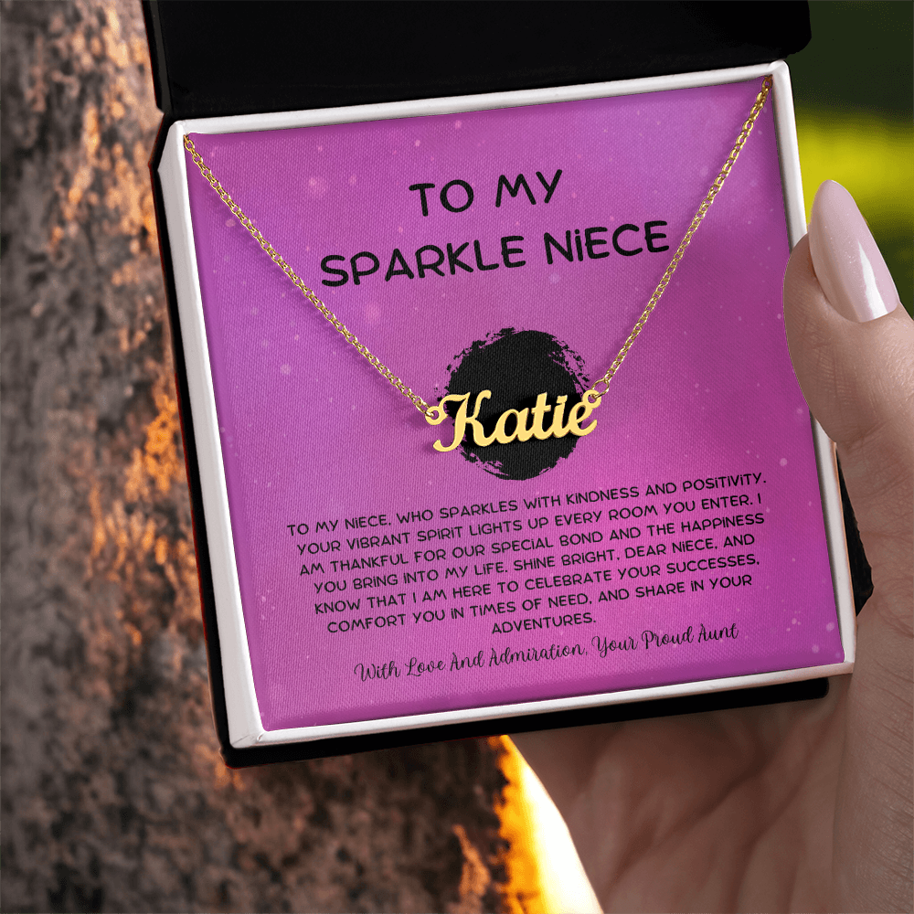 To My Sparkle Niece - From Aunt to Niece Custom Name Necklace