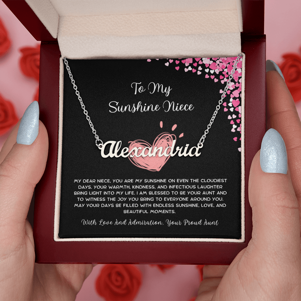 To My Sunshine Niece - From Aunt to Niece Custom Name Necklace