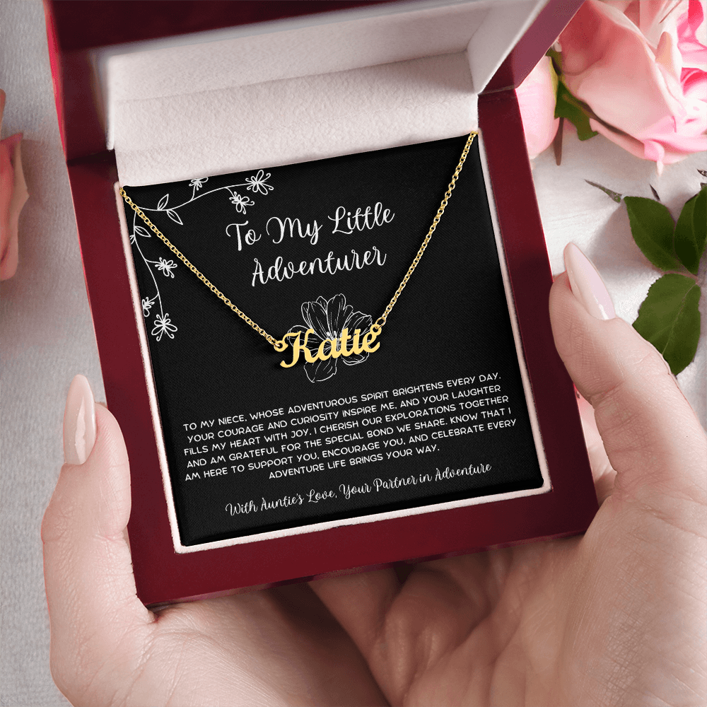To My Little Adventurer - From Aunt to Niece Custom Name Necklace
