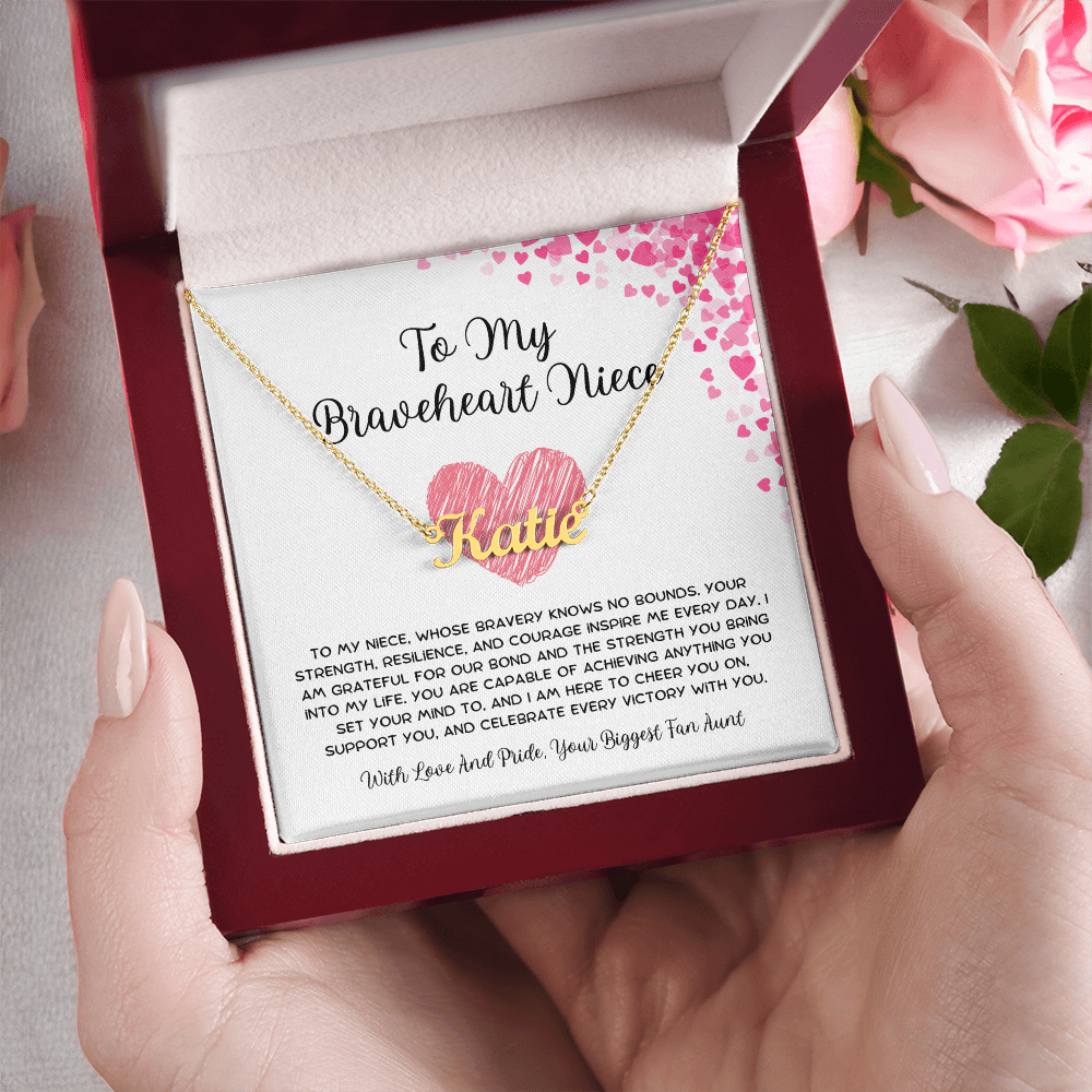 To My Braveheart Niece - From Aunt to Niece Custom Name Necklace