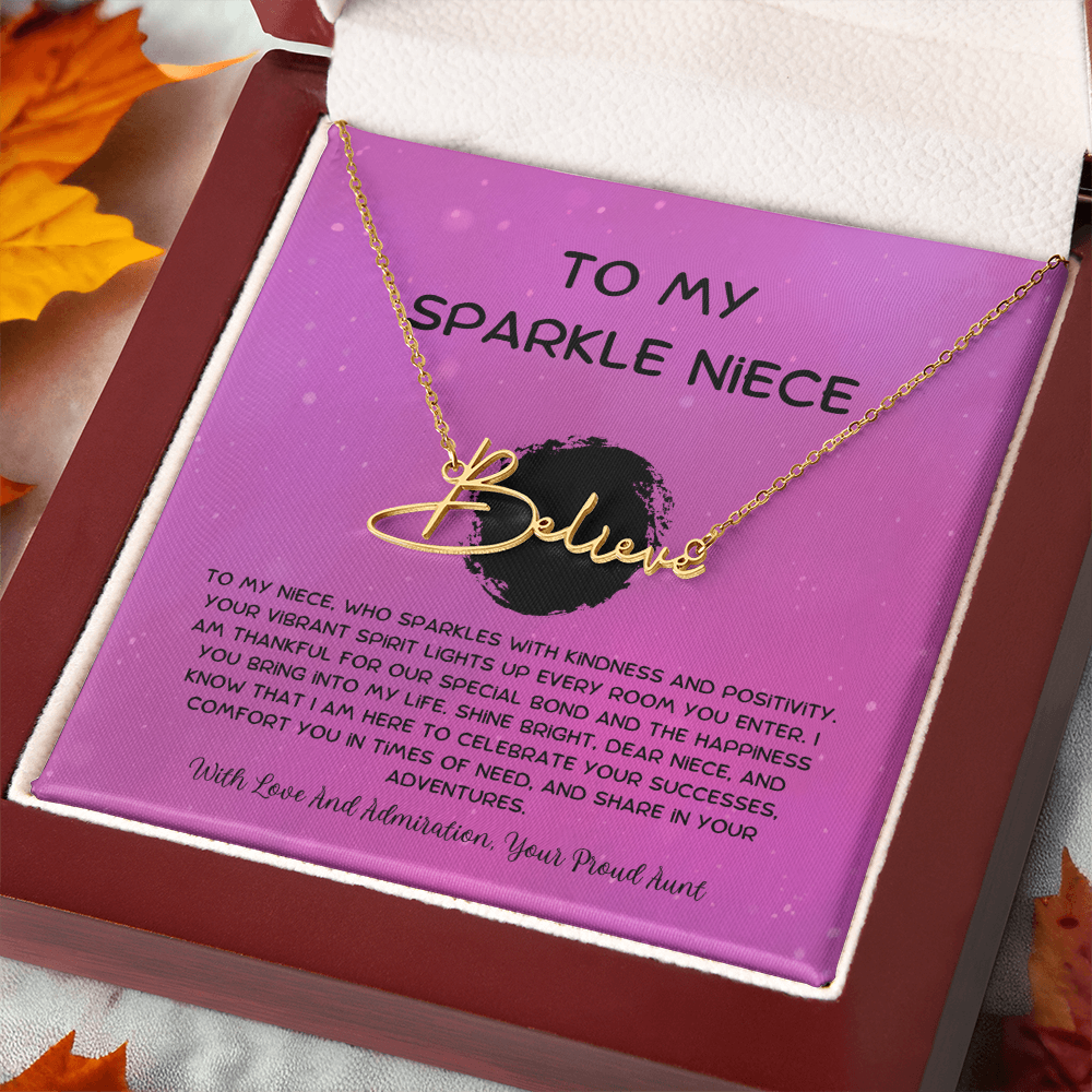 To My Sparkle Niece - From Aunt to Niece Signature Name Necklace