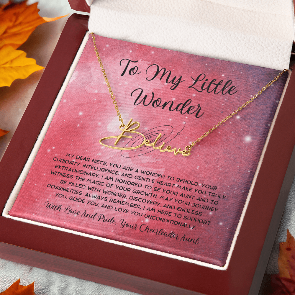 To My Little Wonder - From Aunt to Niece Signature Name Necklace