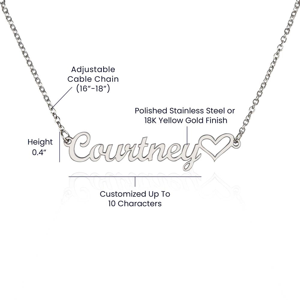 To My Braveheart Niece - From Aunt to Niece Heart Name Necklace