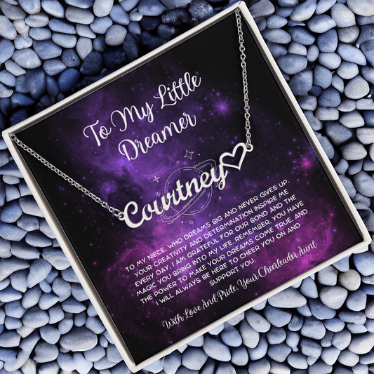 To My Little Dreamer - From Aunt to Niece Heart Name Necklace