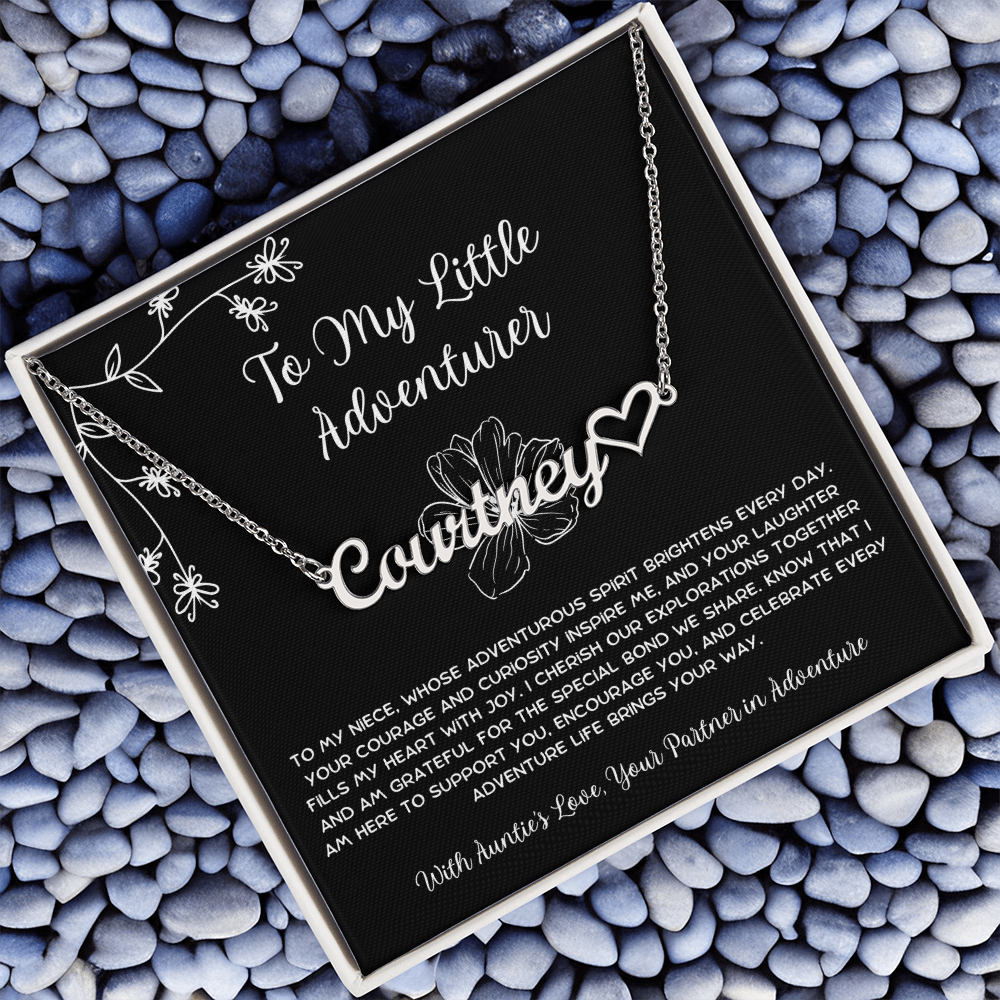 To My Little Adventurer - From Aunt to Niece Heart Name Necklace